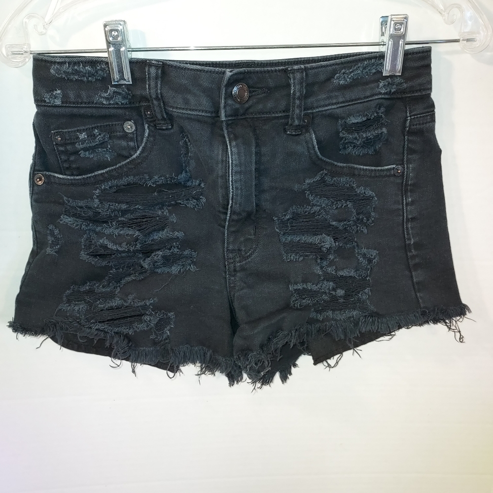 American Eagle Black Vintage Hi-Rise Festival shorts size 0